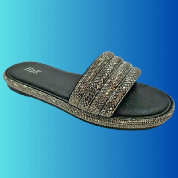 Womens Sz 10 Slides Bling Rhinestone Open Toe Sandals Flip Flops Slipper Summer - Picture 3 of 14